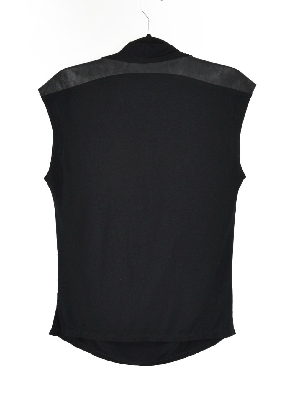 Vintage Greta Constantine x Danier Black Leather Shoulder Drape Cowl Neck Top - Picture 5 of 5